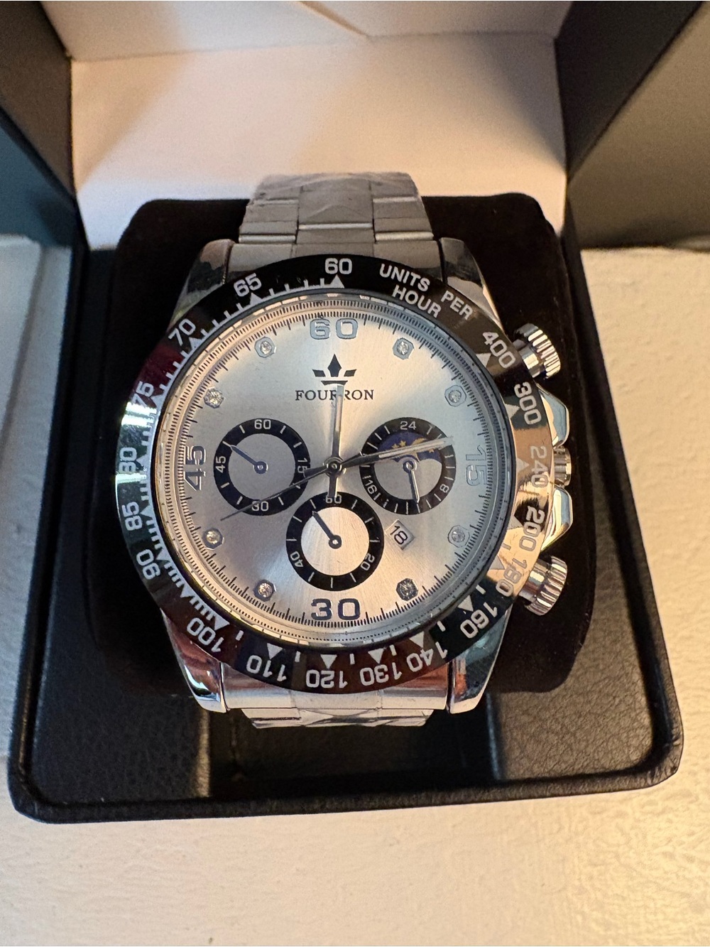 Foutron Stainless Steel Chronograph Watch - Silver Dial